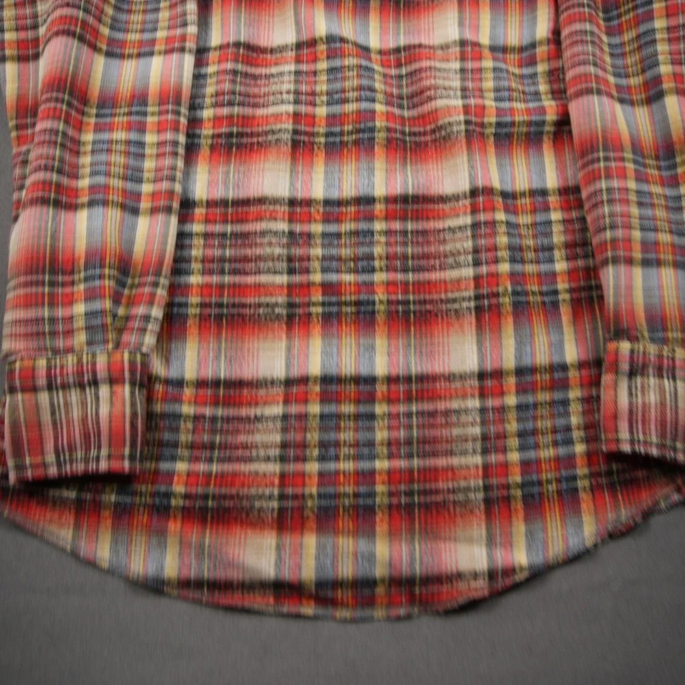Thrashed 60s VTG Wrangler Distressed Flannel Plaid Pearl Men M Shirt Skate Surf